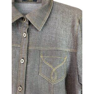 Leilian 90s Y2K Japanese Western Shirt Women Sz M/L Brown Stretch Wool Blnd Knit